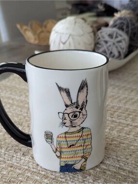 Signature Housewares  Hipster  Animal Coffee Tea Mug Rabbit  17.5 Oz